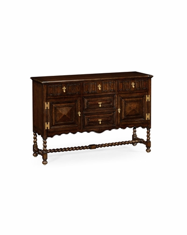 493211 Jonathan Charles Tudor Oak Linenfold Oak Sideboard