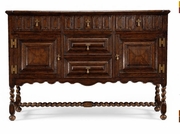 493211 Jonathan Charles Tudor Oak Linenfold Oak Sideboard