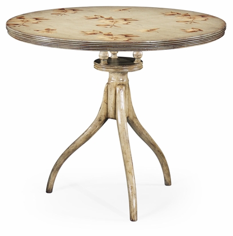 493218 Jonathan Charles Country Farmhouse Distressed Painted Floral Tilting Table