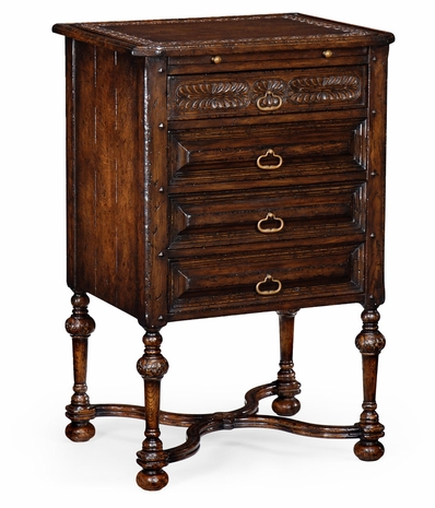 493220-TDO Jonathan Charles Sherwood Oak "Tudorbethan" Dark Oak Bedside Chest Of Drawers