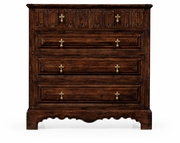 493227-TDO Jonathan Charles Linenfold dark oak chest of drawers
