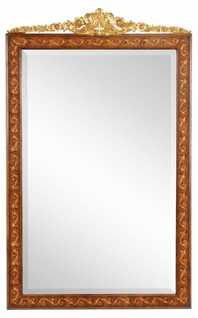 493251-WAL Jonathan Charles Versailles Louis Xvi Style Inlaid & Gilded Rectangular Mirror