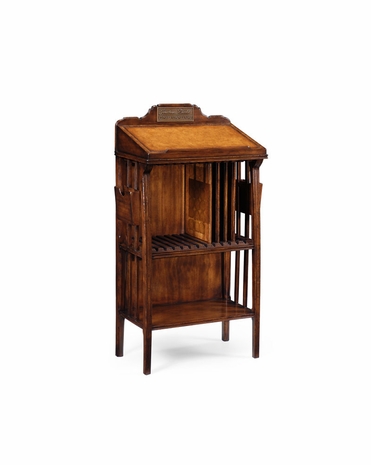 493252 Jonathan Charles Point of Sale Jack Catalogue Display Stand with Walnut Medium Finish