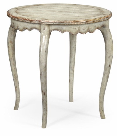 493273 Jonathan Charles Country Farmhouse Grey Rub-Through Round Side Table