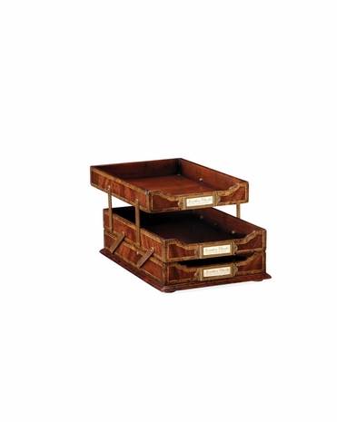 493280 Jonathan Charles Buckingham Victorian Style Mahogany Triple Letter Tray