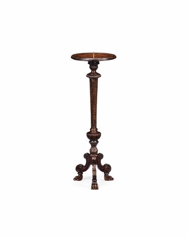 493283 Jonathan Charles Tudor Oak Baroque Candlestick With Three Legs