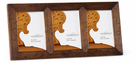 493299 Jonathan Charles Portobello Triple Walnut Ribbed Picture Frame (5"x7") Package of Six Only