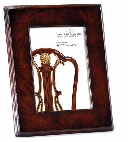 493313-MAH Jonathan Charles Buckingham Crotch Mahogany Picture Frame Stepped Borders (5"X7")