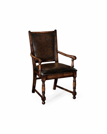 493323 Jonathan Charles Tudor Oak Country Chair Leather Upholstery (Arm)