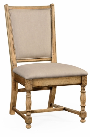 493323-SC-LNO-F001 Jonathan Charles Sherwood Oak Natural Oak Country Side Chair Fabric Upholstery