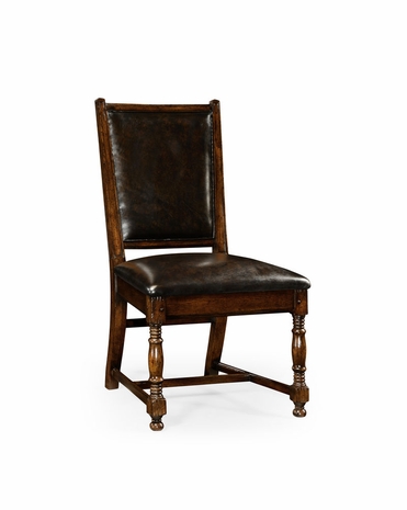493324 Jonathan Charles Tudor Oak Country Chair Leather Upholstery (Side)