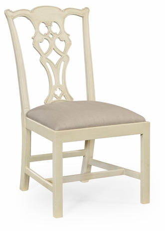 493330-SC-LIN-F001 Jonathan Charles Linen painted Chippendale style classic walnut side chair