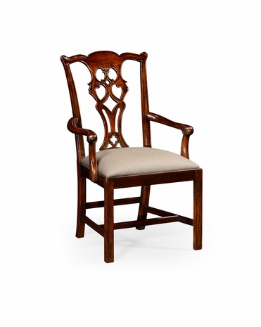 493331 Jonathan Charles Buckingham Chippendale Style Classic Mahogany Chair (Arm)