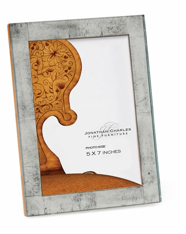 493351-GES JC Modern Lux Silver Eglomise Glass Picture Frame (5"X7")