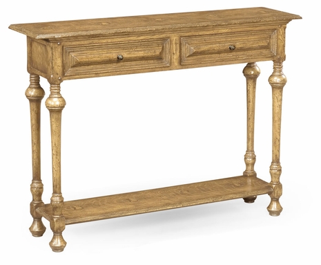 493367-LNO Jonathan Charles Sherwood Oak Elizabethan Style Natural Oak Console (Small)