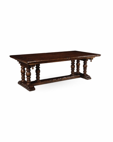 493379 Jonathan Charles Tudor Oak Elizabethan Extending Dining Table