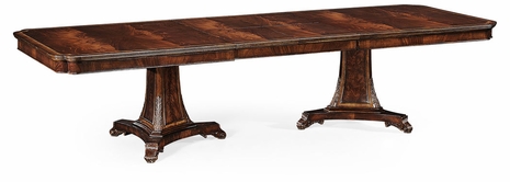 493380-92L-MAH Jonathan Charles Curved pedestal extending dining table