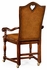 493383-AC-WAL-L002 Jonathan Charles Country Farmhouse High Back Playing Card "Heart" Armchair With Medium Antique Chestnut Leather