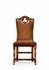 493387-SC-WAL-L002 Jonathan Charles Country Farmhouse High Back Playing Card "Club" Side Chair With Medium Antique Chestnut Leather