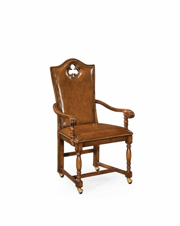 493388 Jonathan Charles Country Farmhouse High Back Playing Card "Club" Chair (Arm)