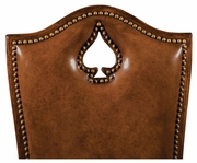 493389-SC-WAL-L002 Jonathan Charles Country Farmhouse High Back Playing Card "Spade" Side Chair With Medium Antique Chestnut Leather