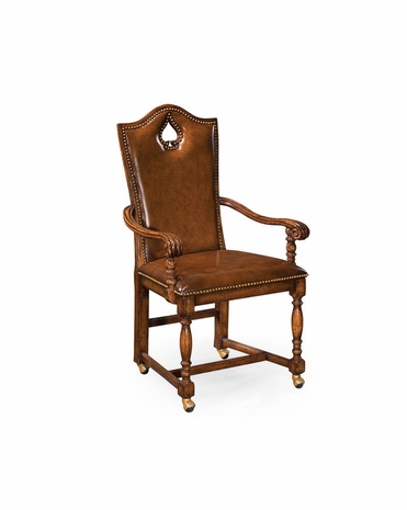 493390 Jonathan Charles Country Farmhouse High Back Playing Card "Spade" Chairs (Arm)