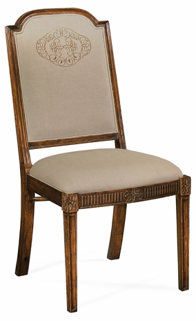 493395 Jonathan Charles Upholstered dining chair with gold embroidery (Side)