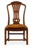 493400 Jonathan Charles Mahogany pierced splat back side chair with medium antique chestnut leather