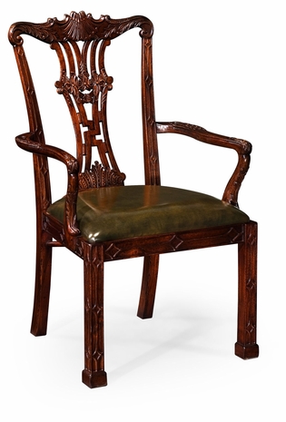 493406 Jonathan Charles Special Order Mahogany "Chinese Chippendale" Dining Chair (Arm)