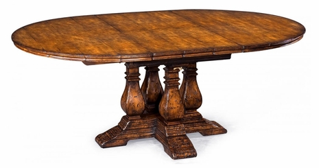 493466 Jonathan Charles Special Order Country Walnut Round Extending Dining Table (48")
