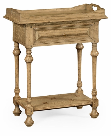 493551-LNO Jonathan Charles Sherwood Oak Natural Oak Elizabethan Style Tray Table On Stand