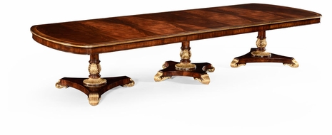 493594-158L-MAH-GIL Jonathan Charles Buckingham Triple Pedestal Dining Table (Gilded)