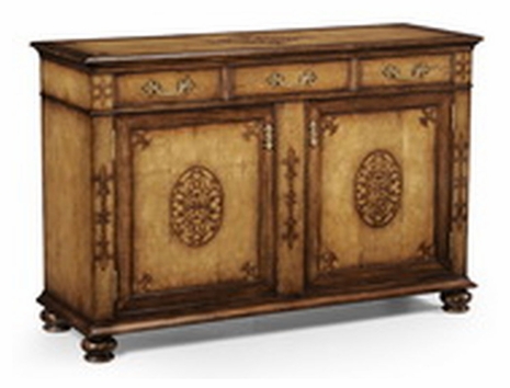 493607 Jonathan Charles Special Order Raised Veneer Two Door Cabinet With Three Drawers