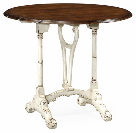493777-POW Jonathan Charles Country Farmhouse White Rub-Through Tilt Top Table