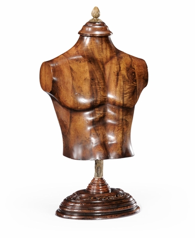 493857-WAL Jonathan Charles Country Farmhouse Male Wooden Mannequin & Torso On Stand (Large)