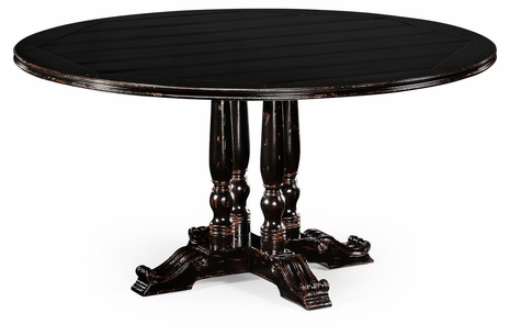 493883-60D-PHB Jonathan Charles Country Farmhouse 60" French Style Black Painted Dining Table