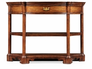 493927 Jonathan Charles Country Farmhouse Walnut Demilune Console With Bracket Feet