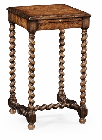493936-CWD Jonathan Charles Country Farmhouse Walnut Lamp Table With Twisted Legs