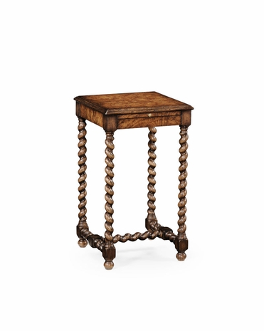 493936 Jonathan Charles Country Farmhouse Walnut Lamp Table With Twisted Legs