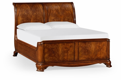 493941-USQ-CWM Jonathan Charles US Queen Walnut Sleigh Bed