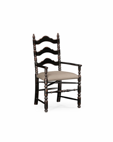 493945 Jonathan Charles Special Order Black Oak Ladder Back Country Chair (Arm)