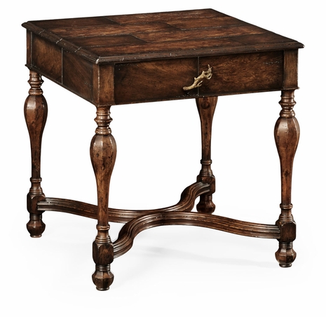 493953 Jonathan Charles Country Walnut Black Square Side Table