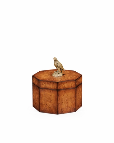 493972 Jonathan Charles Windsor Walnut Octagonal Box With Bird Finial