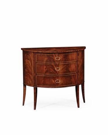 494004 Jonathan Charles Luxe Biedermeier Style Mahogany Demilune Cabinet