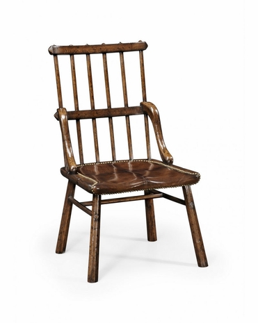 494007 Jonathan Charles Special Order Rustic Oak Country Chair Leather Seat (Side)