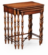 494061 Jonathan Charles Buckingham Mahogany Nest of Three Tables Turned Legs