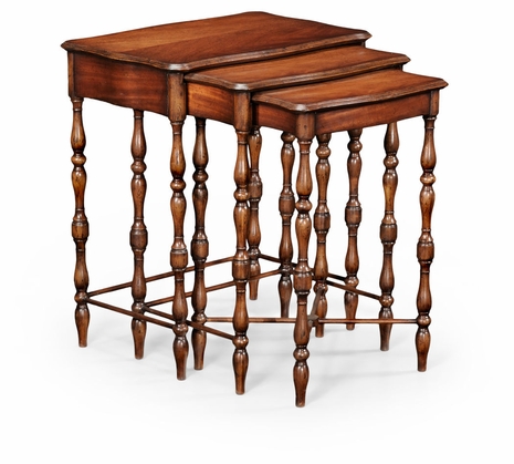 494061 Jonathan Charles Buckingham Mahogany Nest of Three Tables Turned Legs
