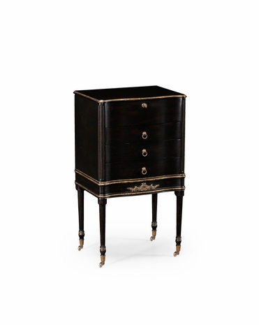 494074 Jonathan Charles Kensington Black Painted Chest Or Collectors Cabinet On Stand
