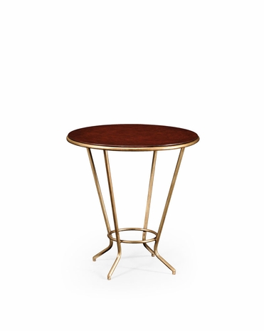 494076 Jonathan Charles Luxe Leather Top & Gilt Side Table