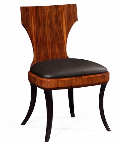 494090-SAH-L017 JC Modern Santos Art Deco Klismos Side Chair (High Lustre) With Brown Leather